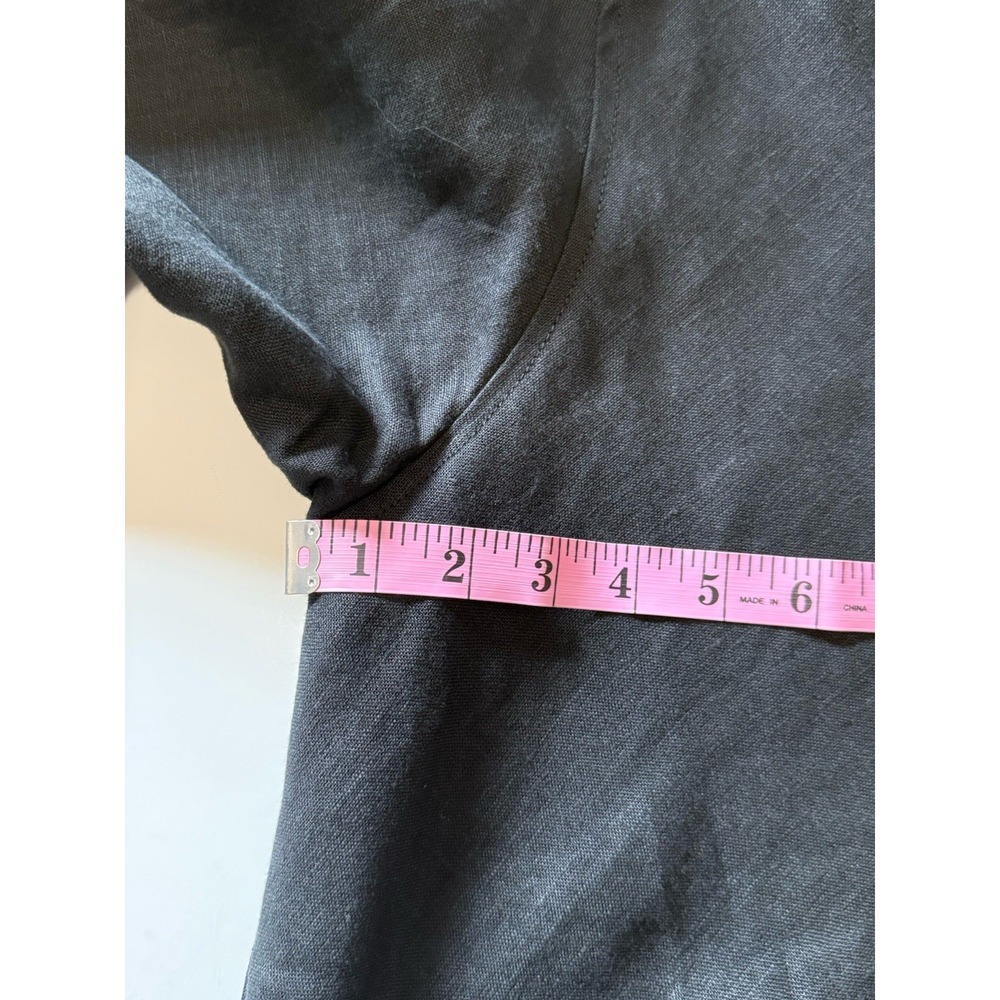 Crown Linen Designs Linen Top Bell Sleeve Black Tunic V Neck Beach Lagenlook M - Picture 9 of 15